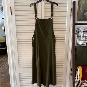Olive Green Pinafore Dress